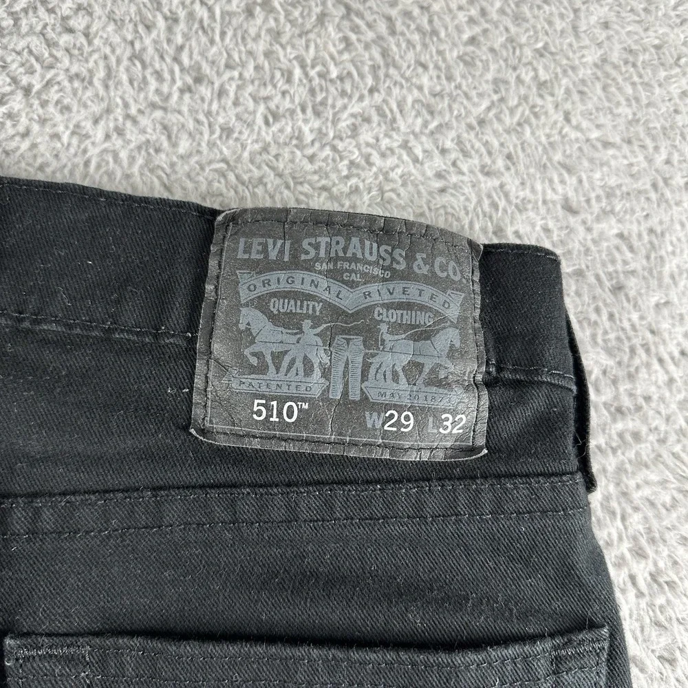 Levi's 510 Jeans Mens‎ 29x32 (29x25) Black Stretch Skinny Straight Grunge Emo